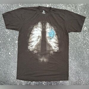 Sony Playstation Chest Lungs X-Ray Controller Heart Black Graphic Tee Size MD